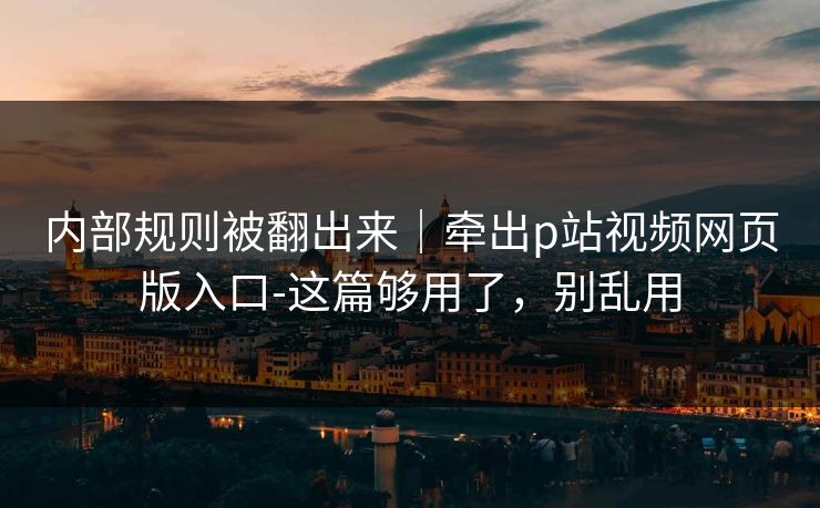 内部规则被翻出来｜牵出p站视频网页版入口-这篇够用了，别乱用