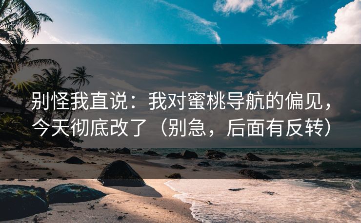 别怪我直说:我对蜜桃导航的偏见,今天彻底改了(别急,后面有反转) 别怪我直说:我对蜜桃导航的偏见,今天彻底改了(别急,后面有反转)